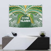 Cook Islands Rugby League Tapestry Tatau Tribal Motifs-Dark Green Color LT03 - Polynesian Pride