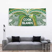 Cook Islands Rugby League Tapestry Tatau Tribal Motifs-Dark Green Color LT03 - Polynesian Pride