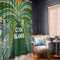Cook Islands Rugby League Window Curtain Tatau Tribal Motifs-Dark Green Color LT03 - Polynesian Pride