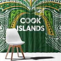 Cook Islands Rugby League Window Curtain Tatau Tribal Motifs-Dark Green Color LT03 - Polynesian Pride