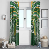 Cook Islands Rugby League Window Curtain Tatau Tribal Motifs-Dark Green Color LT03 - Polynesian Pride