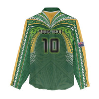 Custom Cook Islands Rugby League Women Casual Shirt Tatau Tribal Motifs-Dark Green Color - Polynesian Pride