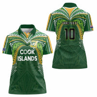 Custom Cook Islands Rugby League Women Polo Shirt Tatau Tribal Motifs-Dark Green Color LT03 - Polynesian Pride