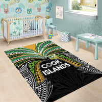 Cook Islands Rugby League Area Rug Tatau Tribal Motifs-Black Color LT03 - Polynesian Pride