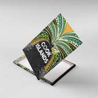 Cook Islands Rugby League Canvas Wall Art Tatau Tribal Motifs-Black Color LT03 With Frame Black - Polynesian Pride