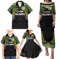 Custom Cook Islands Rugby League Family Matching Puletasi and Hawaiian Shirt Tatau Tribal Motifs-Black Color LT03 - Polynesian Pride