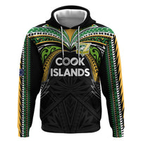 Custom Cook Islands Rugby League Hoodie Tatau Tribal Motifs-Black Color LT03 Pullover Hoodie Black - Polynesian Pride