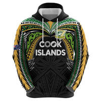 Custom Cook Islands Rugby League Hoodie Tatau Tribal Motifs-Black Color LT03 - Polynesian Pride