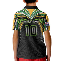 Custom Cook Islands Rugby League Kid Polo Shirt Tatau Tribal Motifs-Black Color LT03 - Polynesian Pride