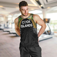 Custom Cook Islands Rugby League Men Tank Top Tatau Tribal Motifs-Black Color LT03 Black - Polynesian Pride