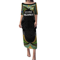 Custom Cook Islands Rugby League Puletasi Tatau Tribal Motifs-Black Color LT03 Long Dress Black - Polynesian Pride