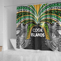 Cook Islands Rugby League Shower Curtain Tatau Tribal Motifs-Black Color LT03 - Polynesian Pride