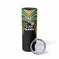 Custom Cook Islands Rugby League Skinny Tumbler Tatau Tribal Motifs-Black Color LT03 - Polynesian Pride
