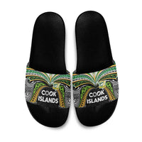 Cook Islands Rugby League Slide Sandals Tatau Tribal Motifs-Black Color LT03 Black - Polynesian Pride