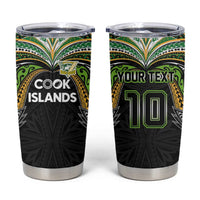 Custom Cook Islands Rugby League Tumbler Cup Tatau Tribal Motifs-Black Color LT03 Black - Polynesian Pride
