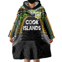 Custom Cook Islands Rugby League Wearable Blanket Hoodie Tatau Tribal Motifs-Black Color LT03 - Polynesian Pride