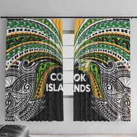 Cook Islands Rugby League Window Curtain Tatau Tribal Motifs-Black Color LT03 With Hooks Black - Polynesian Pride