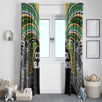 Cook Islands Rugby League Window Curtain Tatau Tribal Motifs-Black Color LT03 - Polynesian Pride