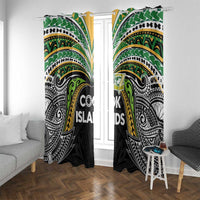 Cook Islands Rugby League Window Curtain Tatau Tribal Motifs-Black Color LT03 With Grommets Black - Polynesian Pride