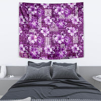 Hawaiian Quilt Pattern Tapestry Hibiscus and Tribal Element Vintage Purple Vibe LT03 - Polynesian Pride