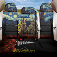 New Zealand and Australia ANZAC Day Back Car Seat Cover Kiwi Bird and Kangaroo Soldier Starry Night Style LT03 One Size Black - Polynesian Pride