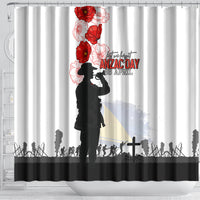 Tokelau ANZAC Day Shower Curtain Lest We Forget Red Poppy Flowers and Soldier LT03 - Polynesian Pride
