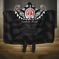 New Zealand ANZAC Day Hooded Blanket Lest We Forget Haka Dance Respect LT03 One Size Black - Polynesian Pride