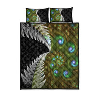 New Zealand Quilt Bed Set Koru Abstract Art and Silver Fern Maori Pattern