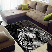 Custom New Zealand Women's Day Area Rug Maori Tribal Girl and Silver Fern Pattern LT03 - Polynesian Pride