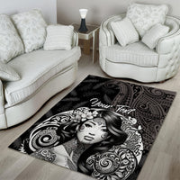 Custom New Zealand Women's Day Area Rug Maori Tribal Girl and Silver Fern Pattern LT03 - Polynesian Pride