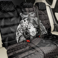 Custom New Zealand Women's Day Back Car Seat Cover Maori Tribal Girl and Silver Fern Pattern LT03 - Polynesian Pride