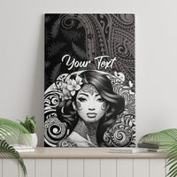 Custom New Zealand Women's Day Canvas Wall Art Maori Tribal Girl and Silver Fern Pattern LT03 - Polynesian Pride