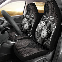 Custom New Zealand Women's Day Car Seat Cover Maori Tribal Girl and Silver Fern Pattern LT03 - Polynesian Pride