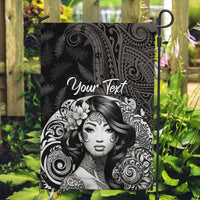 Custom New Zealand Women's Day Garden Flag Maori Tribal Girl and Silver Fern Pattern LT03 Garden Flag Black - Polynesian Pride