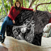 Custom New Zealand Women's Day Quilt Maori Tribal Girl and Silver Fern Pattern LT03 - Polynesian Pride