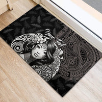 Custom New Zealand Women's Day Rubber Doormat Maori Tribal Girl and Silver Fern Pattern LT03 - Polynesian Pride