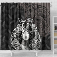 Custom New Zealand Women's Day Shower Curtain Maori Tribal Girl and Silver Fern Pattern LT03 - Polynesian Pride