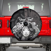 Custom New Zealand Women's Day Spare Tire Cover Maori Tribal Girl and Silver Fern Pattern LT03 - Polynesian Pride