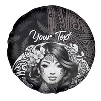Custom New Zealand Women's Day Spare Tire Cover Maori Tribal Girl and Silver Fern Pattern LT03 - Polynesian Pride