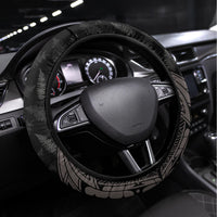 New Zealand Women's Day Steering Wheel Cover Maori Tribal Girl and Silver Fern Pattern LT03 Universal Fit Black - Polynesian Pride