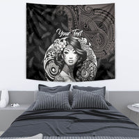Custom New Zealand Women's Day Tapestry Maori Tribal Girl and Silver Fern Pattern LT03 - Polynesian Pride