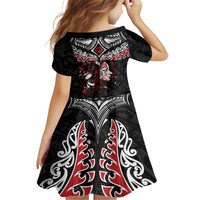 New Zealand Maori Girl Family Matching Off Shoulder Long Sleeve Dress and Hawaiian Shirt Silver Fern and Koru Pattern LT03 - Polynesian Pride