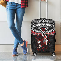 New Zealand Maori Girl Luggage Cover Silver Fern and Koru Pattern