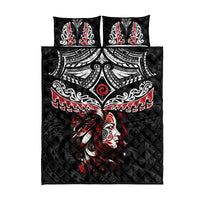 New Zealand Maori Girl Quilt Bed Set Silver Fern and Koru Pattern