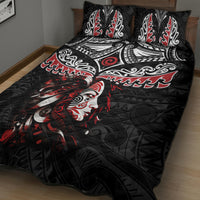 New Zealand Maori Girl Quilt Bed Set Silver Fern and Koru Pattern