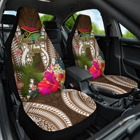 Vanuatu Selebretem 44th Indipendens Dei Car Seat Cover Yumi Pig Tusk and Namele Fern LT03 One Size Brown - Polynesian Pride