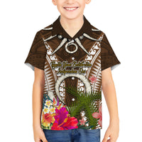 Vanuatu Selebretem 44th Indipendens Dei Kid Hawaiian Shirt Yumi Pig Tusk and Namele Fern LT03 Kid Brown - Polynesian Pride