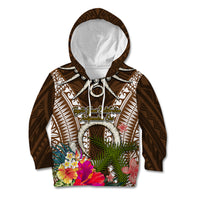 Vanuatu Selebretem 44th Indipendens Dei Kid Hoodie Yumi Pig Tusk and Namele Fern LT03 Hoodie Brown - Polynesian Pride