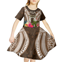 Vanuatu Selebretem 44th Indipendens Dei Kid Short Sleeve Dress Yumi Pig Tusk and Namele Fern LT03 - Polynesian Pride