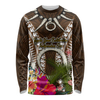 Vanuatu Selebretem 44th Indipendens Dei Long Sleeve Shirt Yumi Pig Tusk and Namele Fern LT03 Unisex Brown - Polynesian Pride